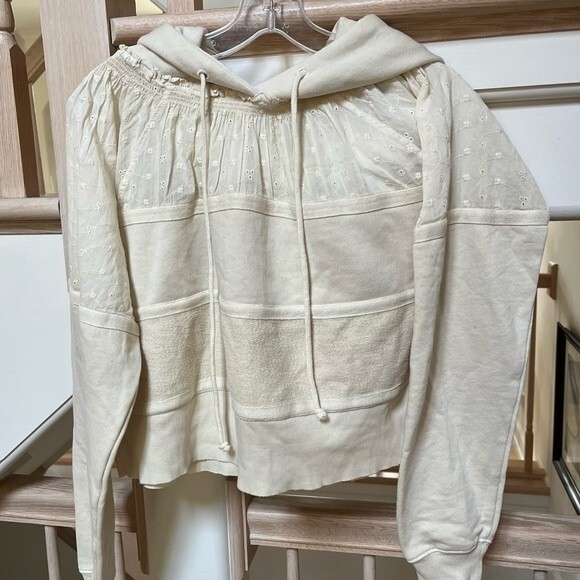 Free People Piper Hooded Pullover  in Ecru S NWT - Picture 7 of 14